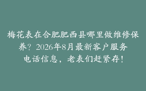 梅花表在合肥肥西县哪里做维修保养?2026年8月最新客户服务电话信息,老表们赶紧存!