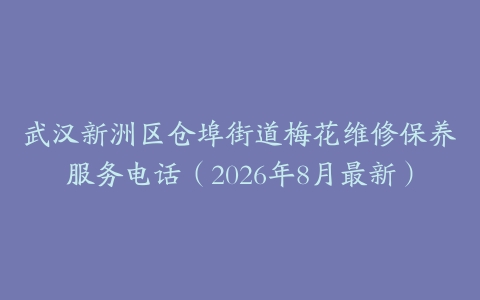 武汉新洲区仓埠街道梅花维修保养服务电话（2026年8月最新）