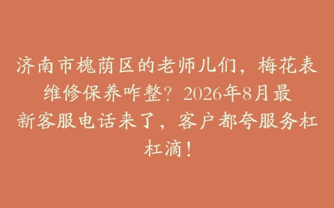 济南市槐荫区的老师儿们，梅花表维修保养咋整？2026年8月最新客服电话来了，客户都夸服务杠杠滴！