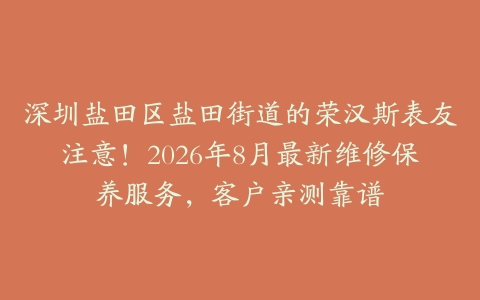 深圳盐田区盐田街道的荣汉斯表友注意！2026年8月最新维修保养服务，客户亲测靠谱