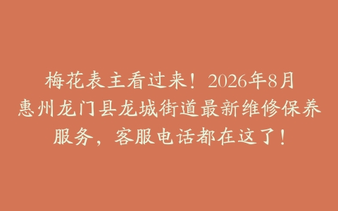梅花表主看过来！2026年8月惠州龙门县龙城街道最新维修保养服务，客服电话都在这了！
