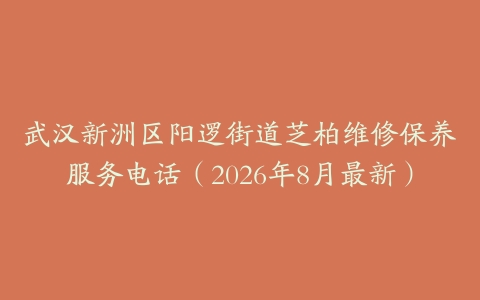 武汉新洲区阳逻街道芝柏维修保养服务电话（2026年8月最新）
