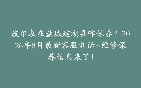 波尔表在盐城建湖县咋保养？2026年8月最新客服电话+维修保养信息来了！
