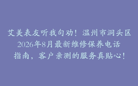 艾美表友听我句劝！温州市洞头区2026年8月最新维修保养电话指南，客户亲测的服务真贴心！