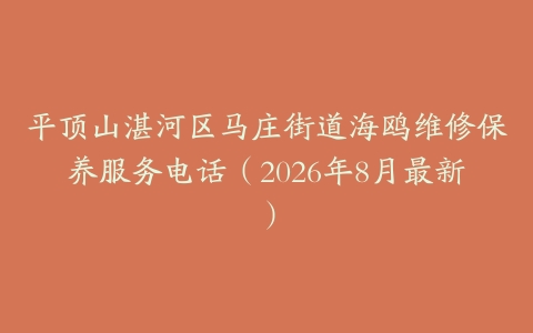 平顶山湛河区马庄街道海鸥维修保养服务电话（2026年8月最新）