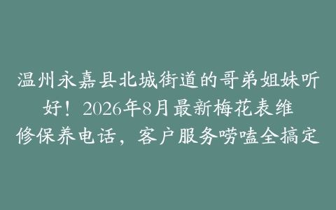 温州永嘉县北城街道的哥弟姐妹听好！2026年8月最新梅花表维修保养电话，客户服务唠嗑全搞定