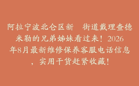 阿拉宁波北仑区新碶街道戴理查德米勒的兄弟姊妹看过来！2026年8月最新维修保养客服电话信息，实用干货赶紧收藏！