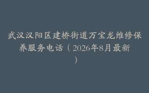 武汉汉阳区建桥街道万宝龙维修保养服务电话（2026年8月最新）