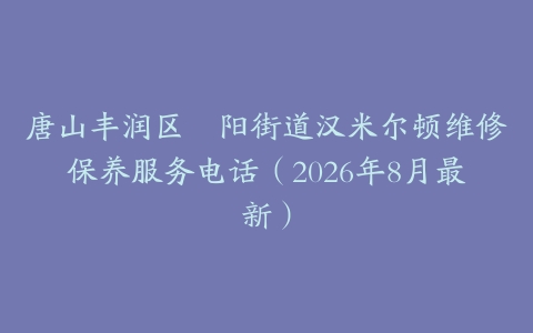 唐山丰润区浭阳街道汉米尔顿维修保养服务电话（2026年8月最新）