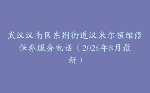 武汉汉南区东荆街道汉米尔顿维修保养服务电话（2026年8月最新）