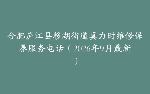合肥庐江县移湖街道真力时维修保养服务电话（2026年9月最新）