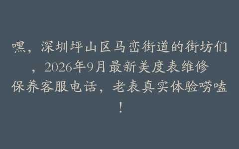 嘿，深圳坪山区马峦街道的街坊们，2026年9月最新美度表维修保养客服电话，老表真实体验唠嗑！