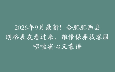2026年9月最新！合肥肥西县朗格表友看过来，维修保养找客服唠嗑省心又靠谱