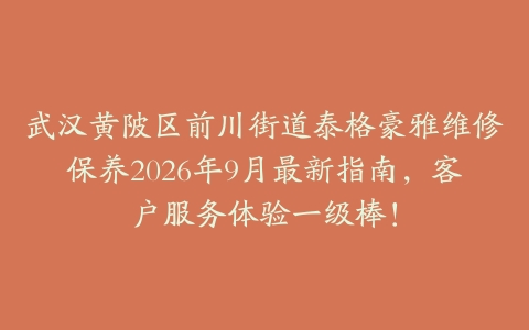 武汉黄陂区前川街道泰格豪雅维修保养2026年9月最新指南，客户服务体验一级棒！