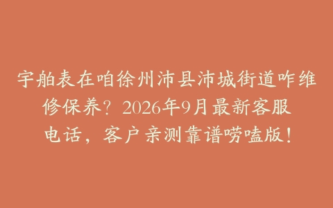 宇舶表在咱徐州沛县沛城街道咋维修保养？2026年9月最新客服电话，客户亲测靠谱唠嗑版！