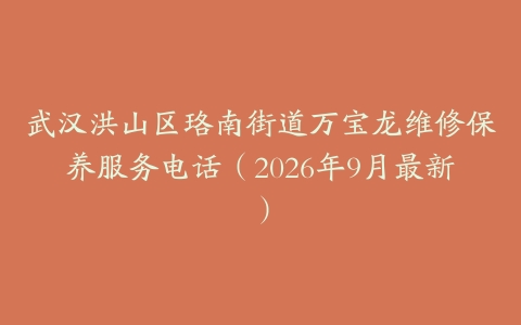 武汉洪山区珞南街道万宝龙维修保养服务电话（2026年9月最新）