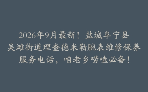 2026年9月最新！盐城阜宁县吴滩街道理查德米勒腕表维修保养服务电话，咱老乡唠嗑必备！