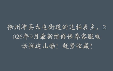 徐州沛县大屯街道的芝柏表主，2026年9月最新维修保养客服电话搁这儿嘞！赶紧收藏！