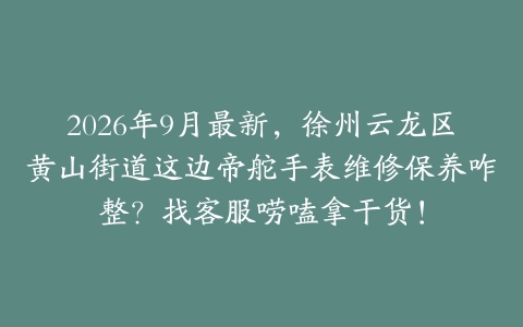 2026年9月最新，徐州云龙区黄山街道这边帝舵手表维修保养咋整？找客服唠嗑拿干货！