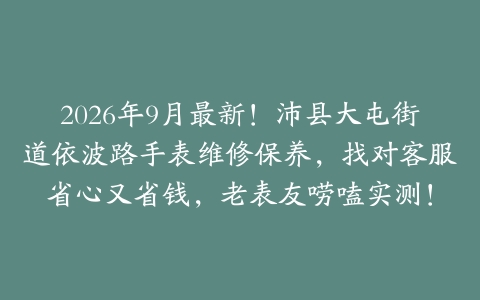 2026年9月最新！沛县大屯街道依波路手表维修保养，找对客服省心又省钱，老表友唠嗑实测！