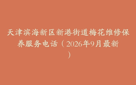 天津滨海新区新港街道梅花维修保养服务电话（2026年9月最新）