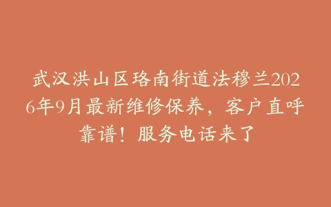 武汉洪山区珞南街道法穆兰2026年9月最新维修保养，客户直呼靠谱！服务电话来了