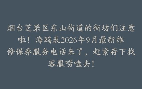 烟台芝罘区东山街道的街坊们注意啦！海鸥表2026年9月最新维修保养服务电话来了，赶紧存下找客服唠嗑去！