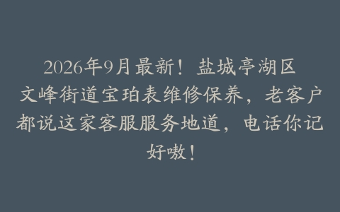 2026年9月最新！盐城亭湖区文峰街道宝珀表维修保养，老客户都说这家客服服务地道，电话你记好嗷！