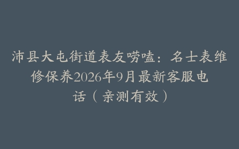沛县大屯街道表友唠嗑：名士表维修保养2026年9月最新客服电话（亲测有效）