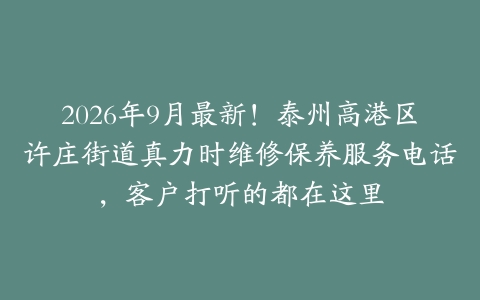 2026年9月最新！泰州高港区许庄街道真力时维修保养服务电话，客户打听的都在这里