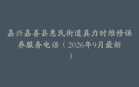 嘉兴嘉善县惠民街道真力时维修保养服务电话（2026年9月最新）