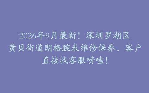 2026年9月最新！深圳罗湖区黄贝街道朗格腕表维修保养，客户直接找客服唠嗑！