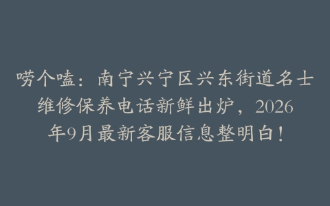 唠个嗑：南宁兴宁区兴东街道名士维修保养电话新鲜出炉，2026年9月最新客服信息整明白！