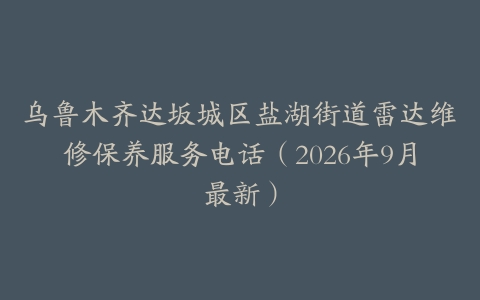 乌鲁木齐达坂城区盐湖街道雷达维修保养服务电话（2026年9月最新）