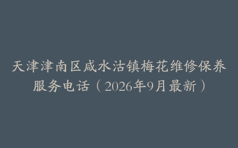 天津津南区咸水沽镇梅花维修保养服务电话(2026年9月最新)