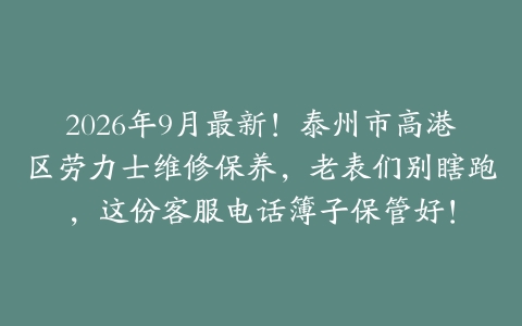 2026年9月最新！泰州市高港区劳力士维修保养，老表们别瞎跑，这份客服电话簿子保管好！