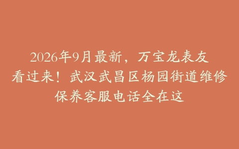 2026年9月最新，万宝龙表友看过来！武汉武昌区杨园街道维修保养客服电话全在这