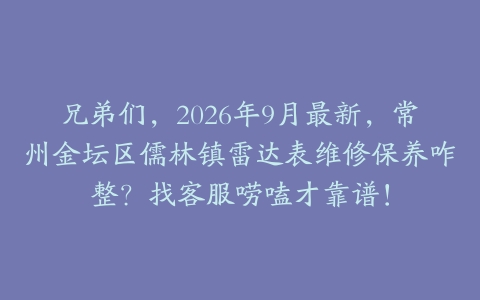 兄弟们，2026年9月最新，常州金坛区儒林镇雷达表维修保养咋整？找客服唠嗑才靠谱！