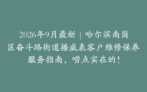 2026年9月最新｜哈尔滨南岗区奋斗路街道播威表客户维修保养服务指南，唠点实在的！