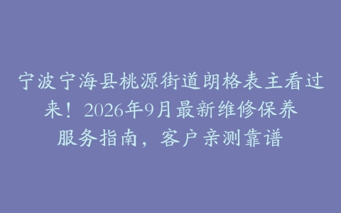 宁波宁海县桃源街道朗格表主看过来！2026年9月最新维修保养服务指南，客户亲测靠谱