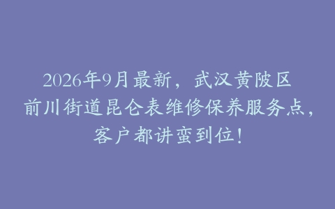 2026年9月最新,武汉黄陂区前川街道昆仑表维修保养服务点,客户都讲蛮到位!