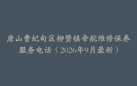 唐山曹妃甸区柳赞镇帝舵维修保养服务电话（2026年9月最新）