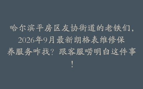 哈尔滨平房区友协街道的老铁们，2026年9月最新朗格表维修保养服务咋找？跟客服唠明白这件事！