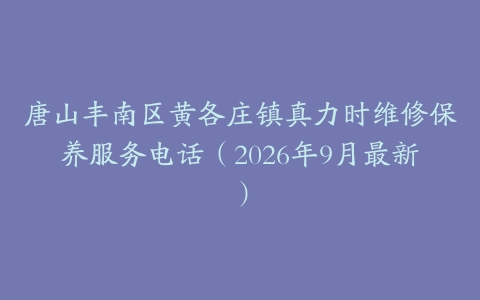唐山丰南区黄各庄镇真力时维修保养服务电话（2026年9月最新）