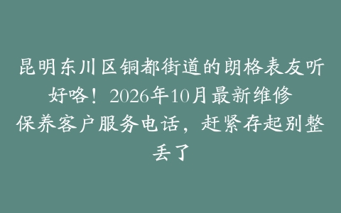 昆明东川区铜都街道的朗格表友听好咯！2026年10月最新维修保养客户服务电话，赶紧存起别整丢了