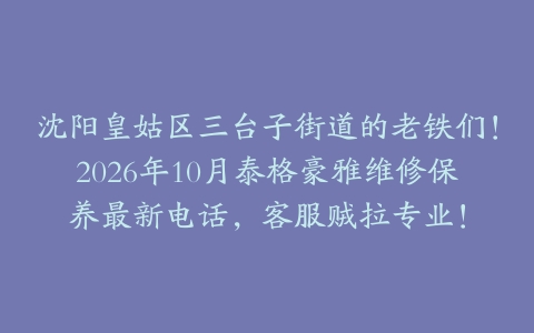 沈阳皇姑区三台子街道的老铁们！2026年10月泰格豪雅维修保养最新电话，客服贼拉专业！