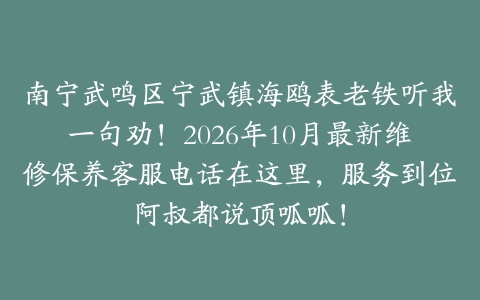 南宁武鸣区宁武镇海鸥表老铁听我一句劝!2026年10月最新维修保养客服电话在这里,服务到位阿叔都说顶呱呱!