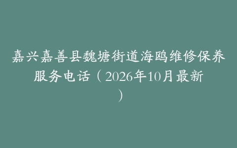 嘉兴嘉善县魏塘街道海鸥维修保养服务电话（2026年10月最新）