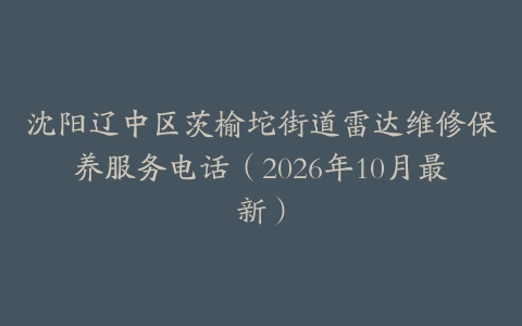 沈阳辽中区茨榆坨街道雷达维修保养服务电话（2026年10月最新）