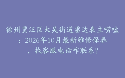 徐州贾汪区大吴街道雷达表主唠嗑：2026年10月最新维修保养，找客服电话咋联系？